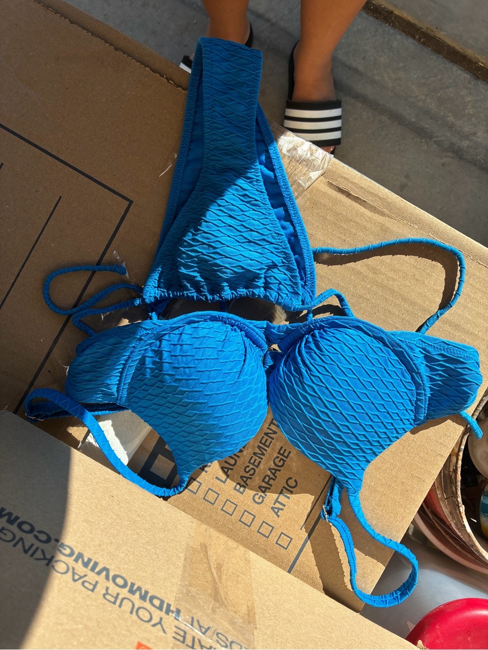 Xhilaration Bright Blue Textured Bikini Top